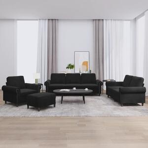 Maison Exclusive – 4-dielna sedacia súprava s vankúšmi, čierny zamat