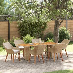 Maison Exclusive - Záhradný jedálenský set s vankúšom 7 pcs Béžová polyratan