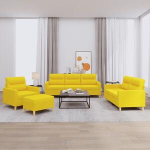Maison Exclusive – 4-dielna sedacia súprava s vankúšmi, svetložltá látka