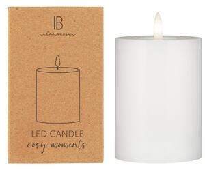 IB Laursen LED stĺpová sviečka WARM FLAME SL 10 cm biela