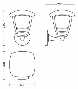 Philips 15380/30/16 - Vonkajšie nástenné svietidlo MYGARDEN CREEK 15380/30/16 1xE27/60W/230V