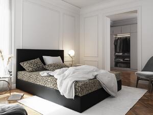Manželská posteľ z ekokože s úložným priestorom 160x200 LUDMILA - čierna / krémová