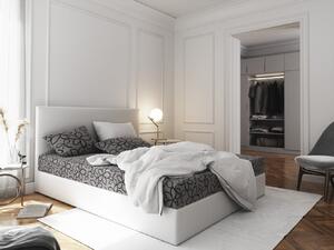 Manželská posteľ z ekokože s úložným priestorom 180x200 LUDMILA - biela / sivá