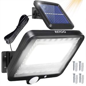 Solárna lampa do exteriéru s pohybovým senzorom, 100 LED solárnych reflektorov do exteriéru, 120°, superjasná solárna nástenná lampa do exteriéru, Retoo