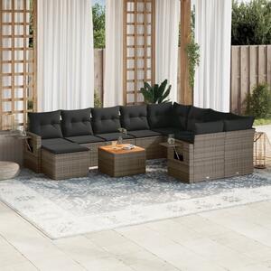 Maison Exclusive - 11-dielna záhradná sedacia súprava s podložkami polyratan sivá