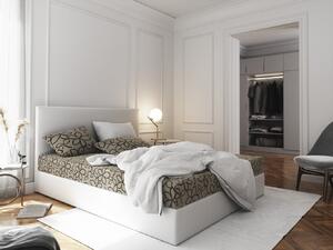 Manželská posteľ z ekokože s úložným priestorom 180x200 LUDMILA - biela / biela