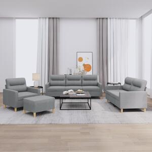 Maison Exclusive – 4-dielna sedacia súprava s vankúšmi, svetlosivá látka
