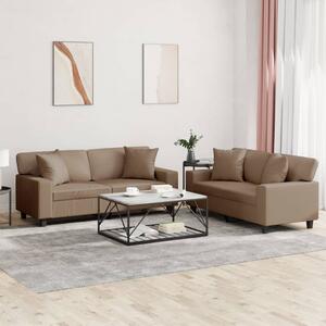 Maison Exclusive – 2-dielna sedacia súprava s vankúšmi v odtieni cappuccino-hnedá, z umelej kože