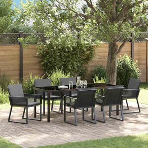 Maison Exclusive – záhradná jedálenská súprava, 7 kusov, čierna, oceľ s práškovou povrchovou úpravou