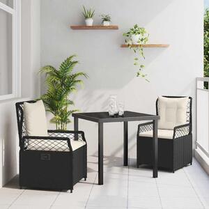 Maison Exclusive – Záhradná jedálenská súprava, 3 kusy, čierna, umelý ratan
