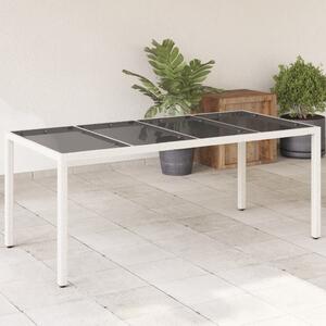 Maison Exclusive - Záhradný stôl so sklenenou doskou Biela 190x90x75 cm Poly ratan