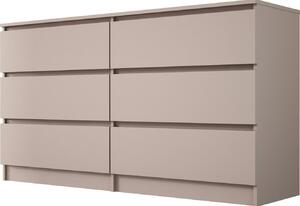 Komoda, 6 zásuviek, karamelová, 138 x 79 x 39 cm