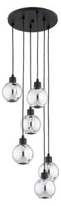 Závesný luster na lanku ARVENE 6xE27/15W/230V čierny/lesklý chróm
