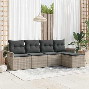 Maison Exclusive - Vonkajšia pohovka s vankúšom 5 pcs Svetlosivá polyratan