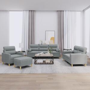 Maison Exclusive – 4-dielna sedacia súprava s vankúšmi, svetlosivá látka