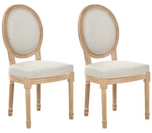 Sada 2 jedálenských stoličiek svetlohnedá béžová látkové čalúnenie drevený rám francúzsky vintage shabby chic štýl kuchyňa jedáleň