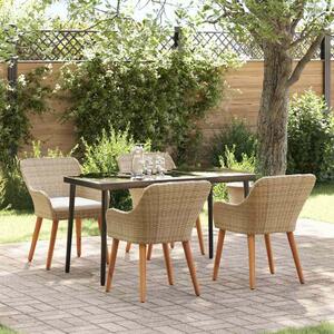 Maison Exclusive - Záhradný jedálenský set s vankúšom 5 pcs Béžová polyratan