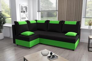 Rohová rozkladacia sedačka SANVI - zelená / čierna