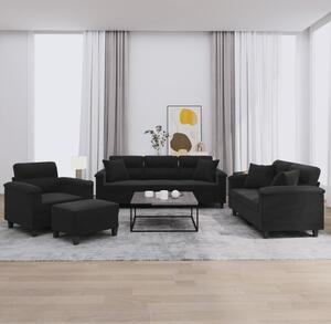 Maison Exclusive – 4-dielna sedacia súprava s vankúšmi, čierna mikrovlákna