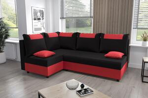 Rohová rozkladacia sedačka SANVI - červená / čierna