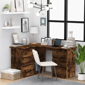 Maison Exclusive - Rohový písací stôl z dymového dubu 145x100x76 cm Drevený materiál