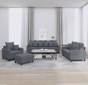 Maison Exclusive – 4-dielna sedacia súprava s vankúšmi, tmavošedý zamat