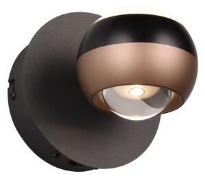 LED nástenné svietidlo ø 10 cm v čierno-medenej farbe Orbit – Trio Select