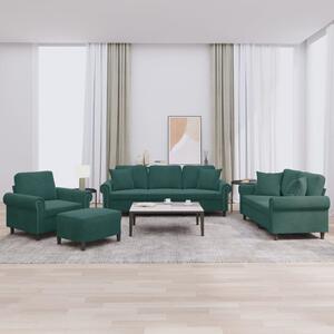 Maison Exclusive – 4-dielna sedacia súprava s vankúšmi, tmavozelený zamat