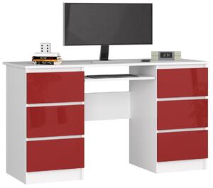 Ak furniture Písací stôl A-11 135 cm biely/červený