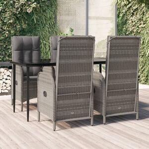 Maison Exclusive – 5-dielna záhradná jedálenská súprava s vankúšmi, čierna a sivá, poly ratan