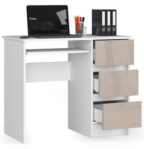 Ak furniture Písací stôl A-6 90 cm biely/cappuccino pravý