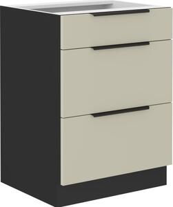 Kondela Dolná kuchynská skrinka Araka 60 D 3S BB - kašmír / čierna