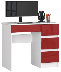 Avord Písací stôl A-7 90 cm biely/červený pravý