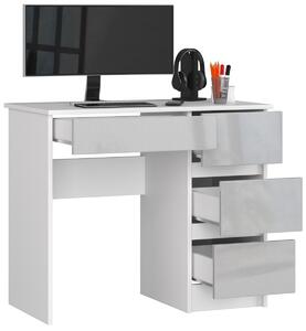 Ak furniture Písací stôl A-7 90 cm biely/sivý pravý