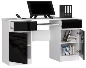 Ak furniture Písací stôl A5 135 cm biely/čierny