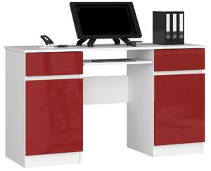 Ak furniture Písací stôl A5 135 cm biely/červený