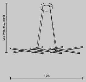 Závesné svietidlo Maytoni LED Halo, mosadzná farba, dĺžka 103,5 cm