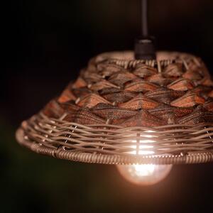 PR Home závesná lampa Lisen, ratanový vzhľad, hnedá, Ø 27 cm