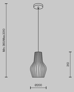 Závesná lampa Maytoni Roots, Ø 20 cm, výška 31 cm, drevo/čierna