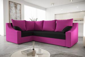 Praktická rohová sedačka OMNIA - ružová / čierna