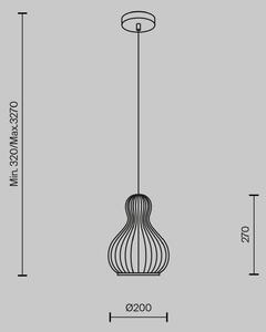 Závesná lampa Maytoni Roots, Ø 20 cm, výška 27 cm, drevo/čierna