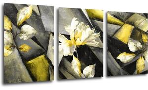 Impresi Obraz Abstraktné žlto sivý - 150 x 70 cm (3 dielny)