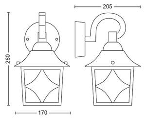 Philips 1747742PN - Vonkajšie nástenné svietidlo CAMBRIDGE 1xE27/60W/230V IP44