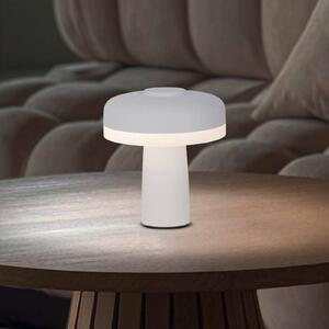 LED dobíjacia stolová lampa Pilu, biela, výška 16,5 cm kovová touchdim