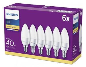 SADA 6x LED Žiarovka Philips B35 E14/5,5W/230V 2700K