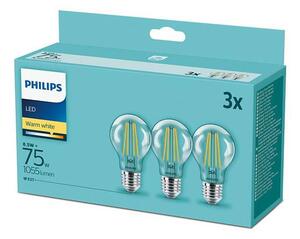 Sada 3x LED žiaroviek VINTAGE Philips E27/8,5W/230V 2700K