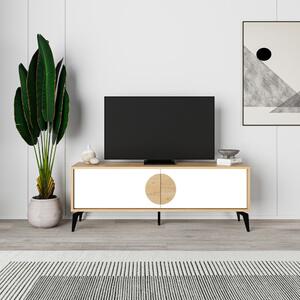 TV stolík v dekore duba v bielo-prírodnej farbe 140x51 cm Vae – Marckeric
