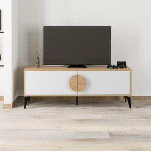 TV stolík v dekore duba v bielo-prírodnej farbe 140x51 cm Vae – Marckeric