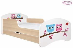 Detská posteľ so zásuvkou 140x70 sovička A SRDIEČKA + matrace ZADARMO!