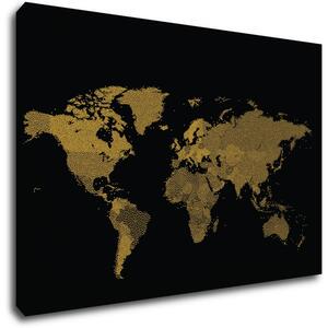 Impresi Obraz Mapa sveta čierno zlatá - 60 x 40 cm